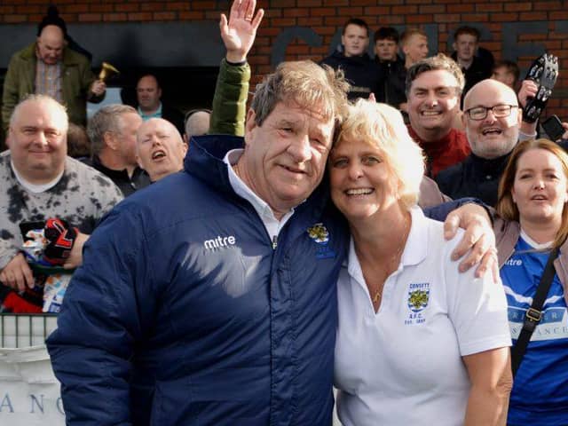 Frank Bell and wife Dianne. Picture by Consett AFC.