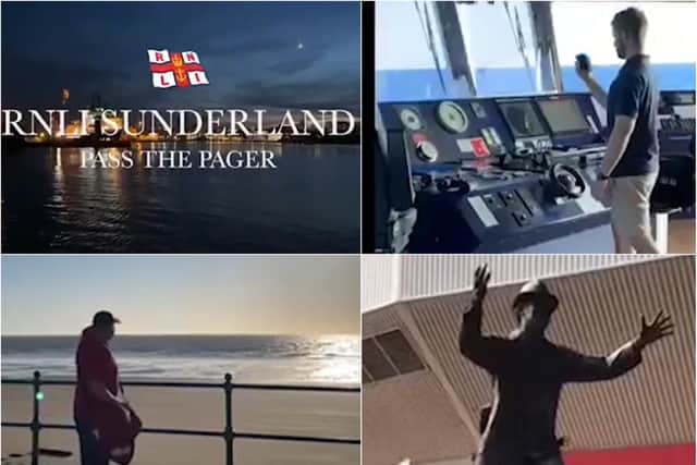 Sunderland RNLI volunteers take part in the Pass the Pager challenge.