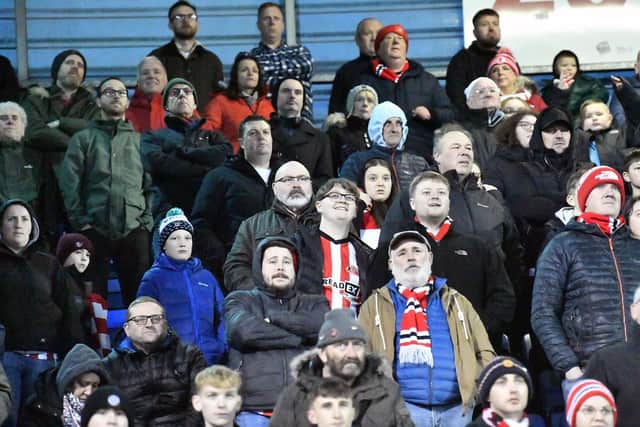 Sunderland fans in action away at Shrewsbury Town in the FA Cup.