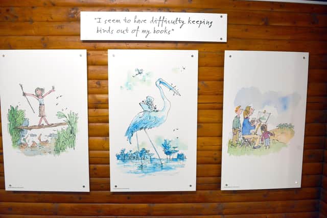 Some of the nature illustrations by Sir Quentin Blake on display at the Washington Wetland Centre.