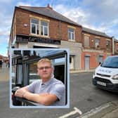 Corey Longstaff (inset) whose new diner business has been damaged by fire months after his previous premises was attacked by arsonists