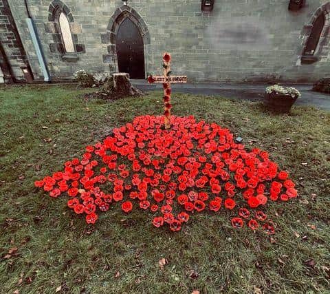 Pupils at George Washington Primary School created this poppy tribute at Holy Trinity Church, in High Usworth, Washington.