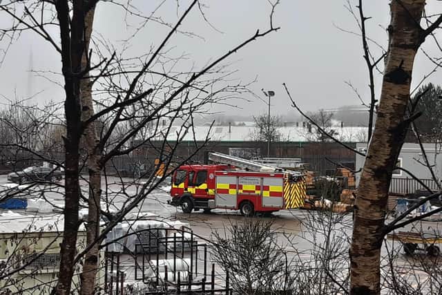 Tyne and Wear Fire and Rescue Service on the scene at Komatsu.