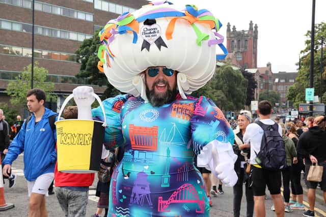 Colin Burgin-Plews, who is known for his fundraising under the name Big Pink Dress, ahead of his last Great North Run on Sunday. Picture: North News & Pictures.