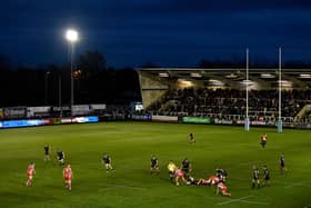 A general view of play during the Greene King IPA Championship match between Newcastle Falcons and Coventry at Kingston Park.