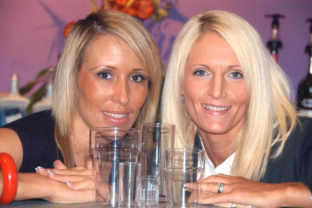 Karen Seafield and Sharon Downey with the new unbreakable glasses in Passion 15 years ago.