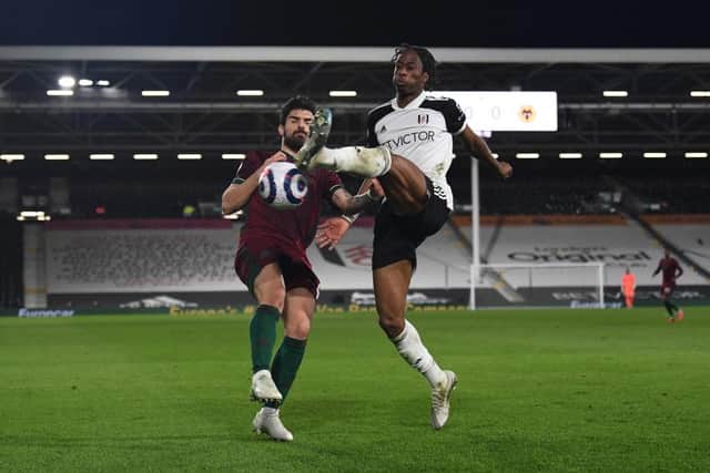 Terence Kongolo of Fulham  (Photo by Glyn Kirk - Pool/Getty Images)