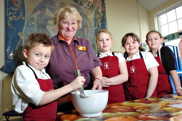 Fairtrade banana ice cream and pancakes to go with it. Sounds yummy at JFK Primary School in 2012 where Lennon Conlon, 8, was in the picture with Shirley Alderson from Sainsbury's. Also pictured left to right; Emily Gilmaney, 9, Holly Young, 8, and Kelly-Ann Gordon aged 10.