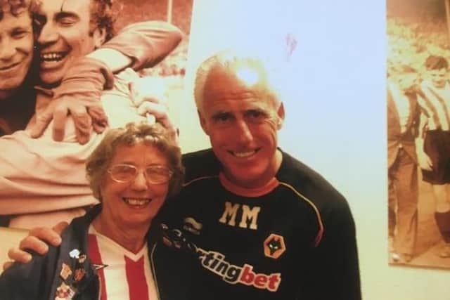 Doreen pictured with former Sunderland manager Mick McCarthy.