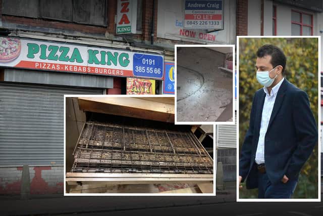 Arash Rezakhani appeared at South Tyneside Magistrates Court over foog hygiene breaches at the Pizza King takeaway in Houghton