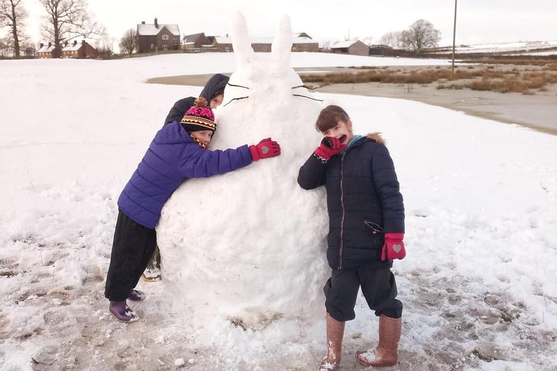 Plenty of snow to make huge snow creatures in Cornhill. Picture: Amy Olah