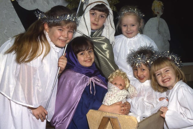 It's the Barnes Infants School Nativity from 1989. Were you one of the stars of the show? The stars of the Christmas charts that year were Band Aid II with Do They Know It's Christmas.