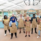 This year's Great British Bake Off contestants. From left to right, Hermine, Sura, Rowan, Marc, Laura, Linda, Mak, Dave, Loriea, Lottie, Mark and Peter. Picture: C4/Love Productions/Mark Bourdillon.