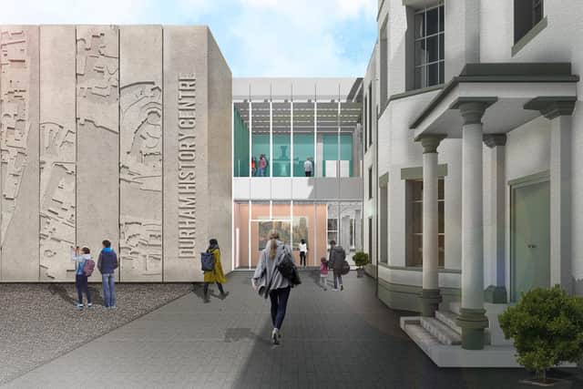 Artist impression of the entrance to the future Durham History Centre.
