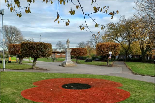 A red poppy has been painted in Silksworth Park.