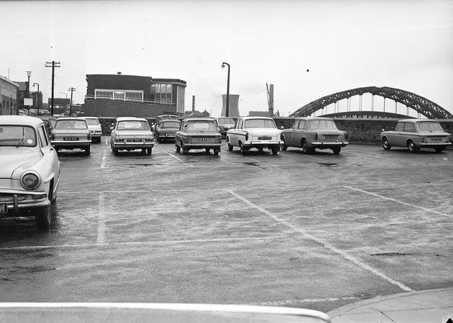 West Wear Street car park in March 1968. How many car makes can you identify?
