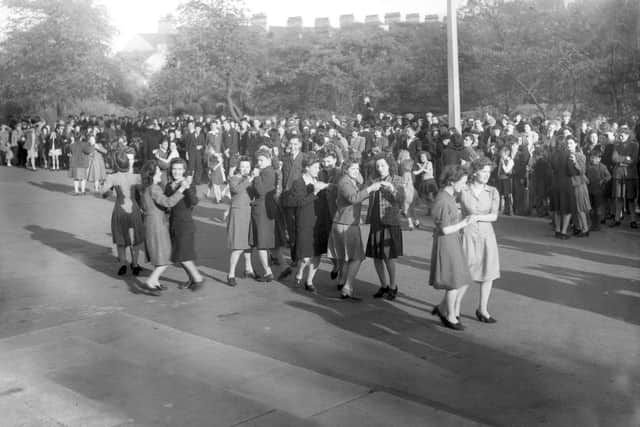 Dancing in Mowbray Park on VE Day 1945