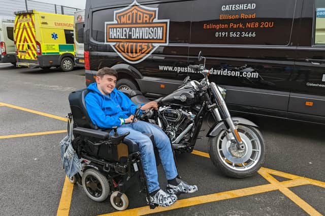 Sam Ogle got up close to a Harley-Davidson at the 2022 Independence Day at the Beacon of Light.