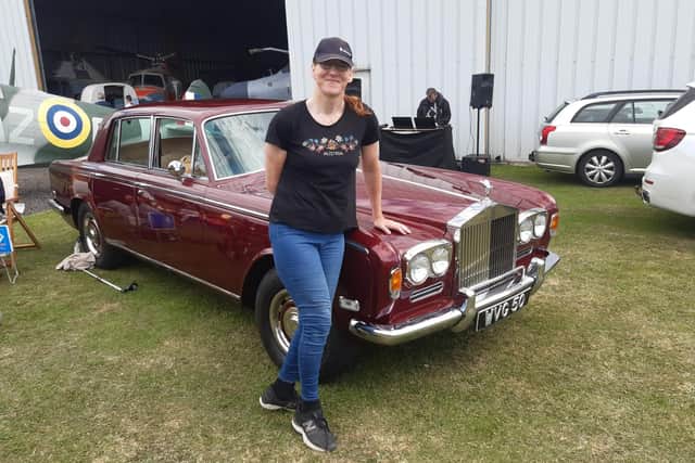 Melissa Jardine, 43, from Durham City, with her 1973 Silvershadow Rolls Royce.