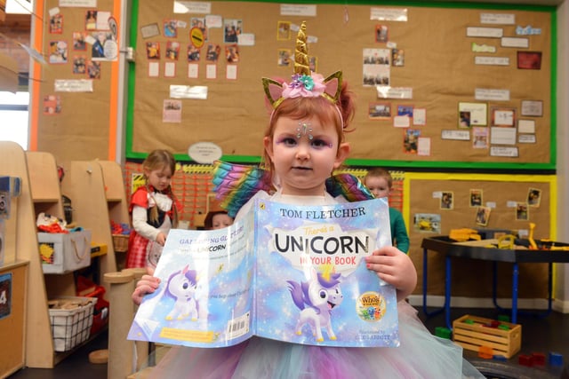 Fatfield Academy Inspires pupil Sophie Moon, 3, dressed as a unicorn.