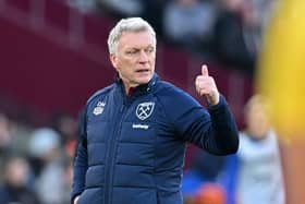 West Ham United's Scottish manager David Moyes gestures on the touchline during the English Premier League football match between West Ham United and Everton at the London Stadium, in London on January 21, 2023. - - RESTRICTED TO EDITORIAL USE. No use with unauthorized audio, video, data, fixture lists, club/league logos or 'live' services. Online in-match use limited to 120 images. An additional 40 images may be used in extra time. No video emulation. Social media in-match use limited to 120 images. An additional 40 images may be used in extra time. No use in betting publications, games or single club/league/player publications. (Photo by Glyn KIRK / AFP) / RESTRICTED TO EDITORIAL USE. No use with unauthorized audio, video, data, fixture lists, club/league logos or 'live' services. Online in-match use limited to 120 images. An additional 40 images may be used in extra time. No video emulation. Social media in-match use limited to 120 images. An additional 40 images may be used in extra time. No use in betting publications, games or single club/league/player publications. / RESTRICTED TO EDITORIAL USE. No use with unauthorized audio, video, data, fixture lists, club/league logos or 'live' services. Online in-match use limited to 120 images. An additional 40 images may be used in extra time. No video emulation. Social media in-match use limited to 120 images. An additional 40 images may be used in extra time. No use in betting publications, games or single club/league/player publications. (Photo by GLYN KIRK/AFP via Getty Images)