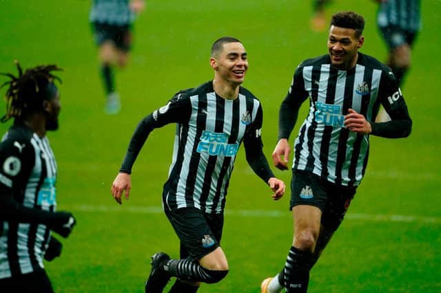 Miguel Almiron has dropped a big hint over his Newcastle United future says former Leeds striker Noel Whelan. (Photo by OWEN HUMPHREYS/POOL/AFP via Getty Images)