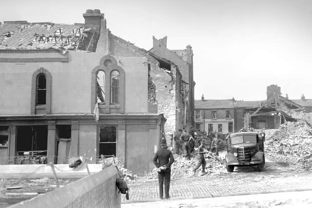 Bomb damage in Whitburn Street in 1943.