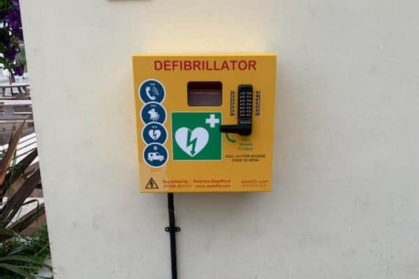 The new defibrillator went straight up on the wall at Seaham Harbour Cricket Club.