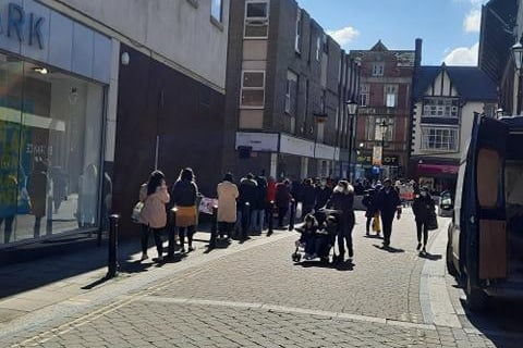 The end of the queue for Primark in Doncaster.