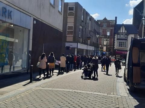 The end of the queue for Primark in Doncaster.