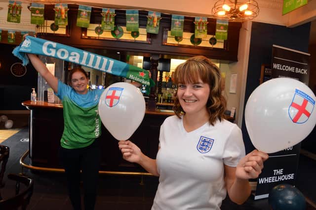 Wheelhouse manager Joanne Wood, front, with sister Rachael Wood are willing England to do well. Picture by Stu Norton.