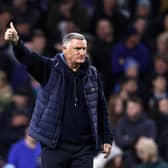 BURNLEY, ENGLAND - MARCH 31: Tony Mowbray, Manager of Sunderland, acknowledges the crowd prior to the Sky Bet Championship match between Burnley and Sunderland at Turf Moor on March 31, 2023 in Burnley, England. (Photo by Naomi Baker/Getty Images)