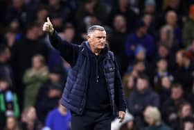 BURNLEY, ENGLAND - MARCH 31: Tony Mowbray, Manager of Sunderland, acknowledges the crowd prior to the Sky Bet Championship match between Burnley and Sunderland at Turf Moor on March 31, 2023 in Burnley, England. (Photo by Naomi Baker/Getty Images)