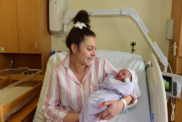 New mother Robyn Mulinda with her leap year baby son Theo, born at Sunderland Royal Hospital on February 29. Picture by Kevin Brady.