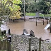The playground in Barnes Park was unusable after Storm Ciarán struck.