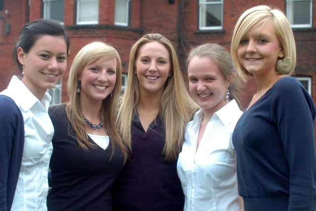 St Anthony's Oxbridge pupils 15 years ago - here are Sarah Mullin, Abigail Bowman, Emma Lonsdale, Heather Geaves and Karyn Cooke.