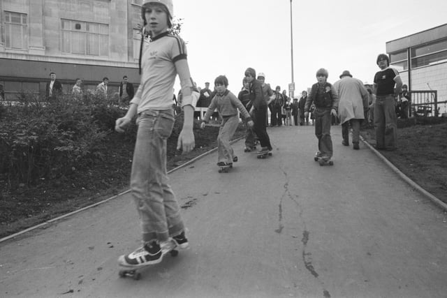 Skateboarding on the old Town Hall site in Fawcett Street 45 years ago.