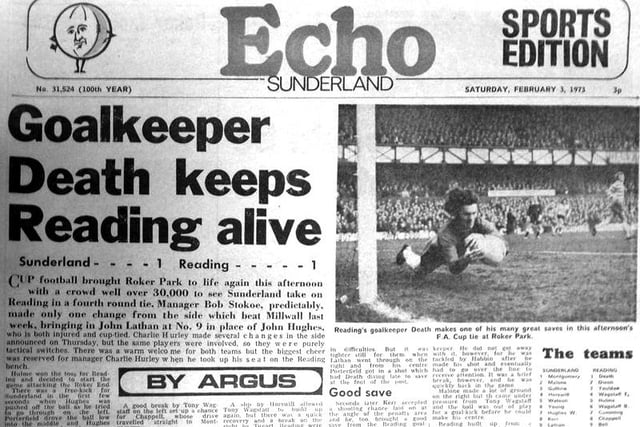 The Reading keeper Steve Death kept his team in the tie with a superb performance at Roker Park, but Sunderland took the game 3-1 in the replay.