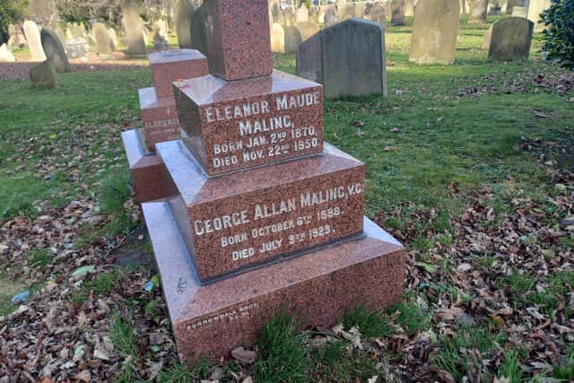 George Maling is buried in London, but his name is inscribed here at the family plot in Bishopwearmouth Cemetery.