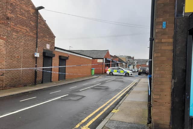 Police cordoned off the Grangetown back lane, when it became the scene of a murder investigation. Sunderland Echo image.