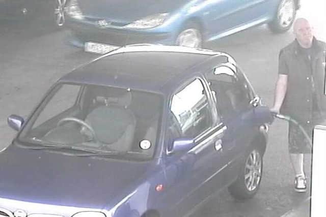 Robert Hutchinson was captured on CCTV at the petrol station at Asda in Grangetown at 4.48pm on the day he went missing, filling up his blue Nissan Micra. It was later found parked up in Millfield.