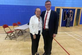 Lynda Scanlan And Michael Mordey at the Hendon election 2023.