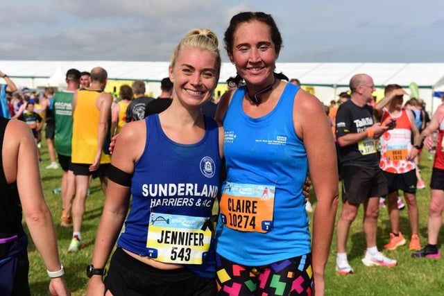 The sun was shining as Jennifer Tomlinson, left, and Claire O’Malley crossed the finish line in South Shields.