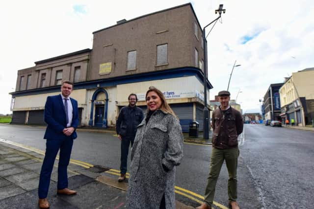 177 High Street West, Sunderland, which is to be restored as part of the Sunderland Heritage Action Zone, are Councillor Kevin Johnston Deputy Cabinet Member Dynamic City, Mark Taylor Sunderland City Council Principle Conservation Officer, Councillor Rebecca Atkinson Cabinet Member for Dynamic City and Martin Hulse of Tyne & Wear Building Preservation Trust.