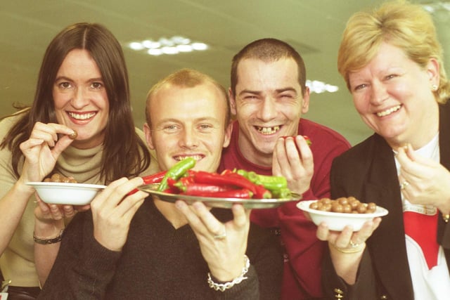 Chilli and Malteser eating at Royal Sun Alliance, in 2001. Were you pictured at the Doxford event?