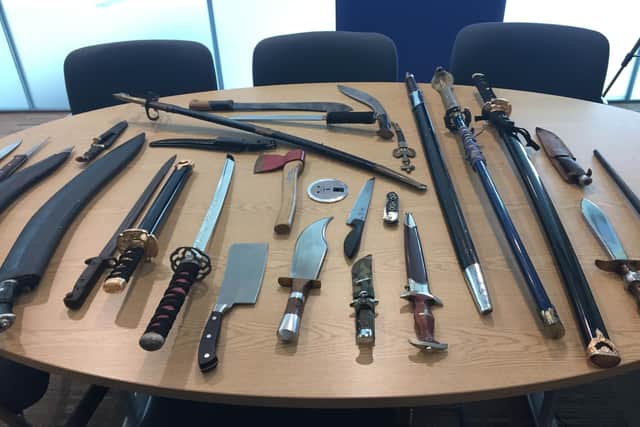 Knives which were recovered from September last year.