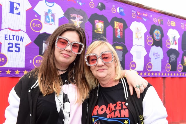 Britney and Lesley Roberts of Nwcastle at the Stadium of Light for the Elton John concert tonight.