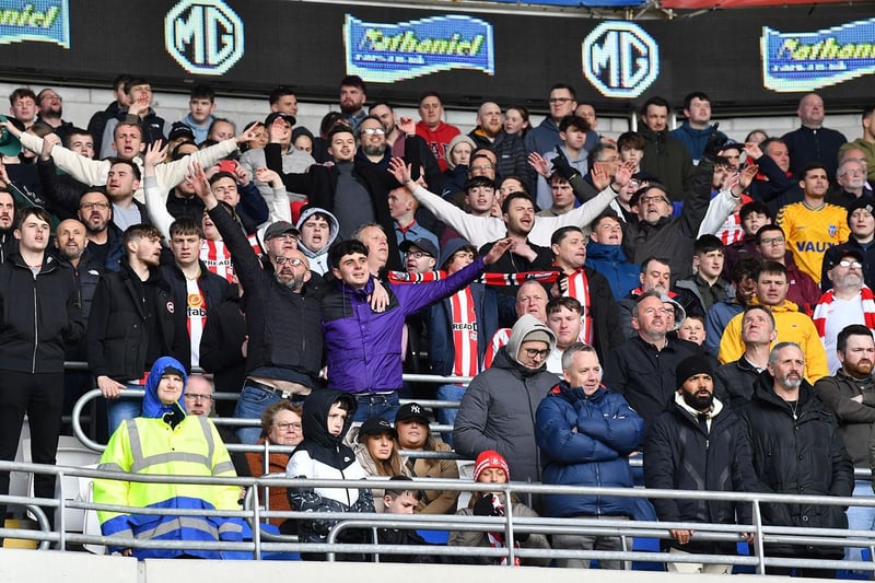 Sunderland fans in action as Tony Mowbray's men took on Cardiff City in 2023