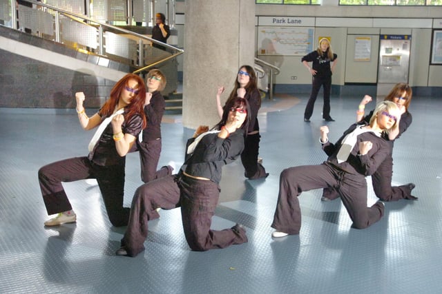 Students from the Shiney Row campus of City of Sunderland College, performing a 'flash-mob' routine at the Park Lane Interchange 14 years ago.