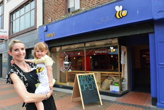 Dawn Hamblett with her daughter Hatty (3) at Hatty's Coffee Shop. Picture by FRANK REID